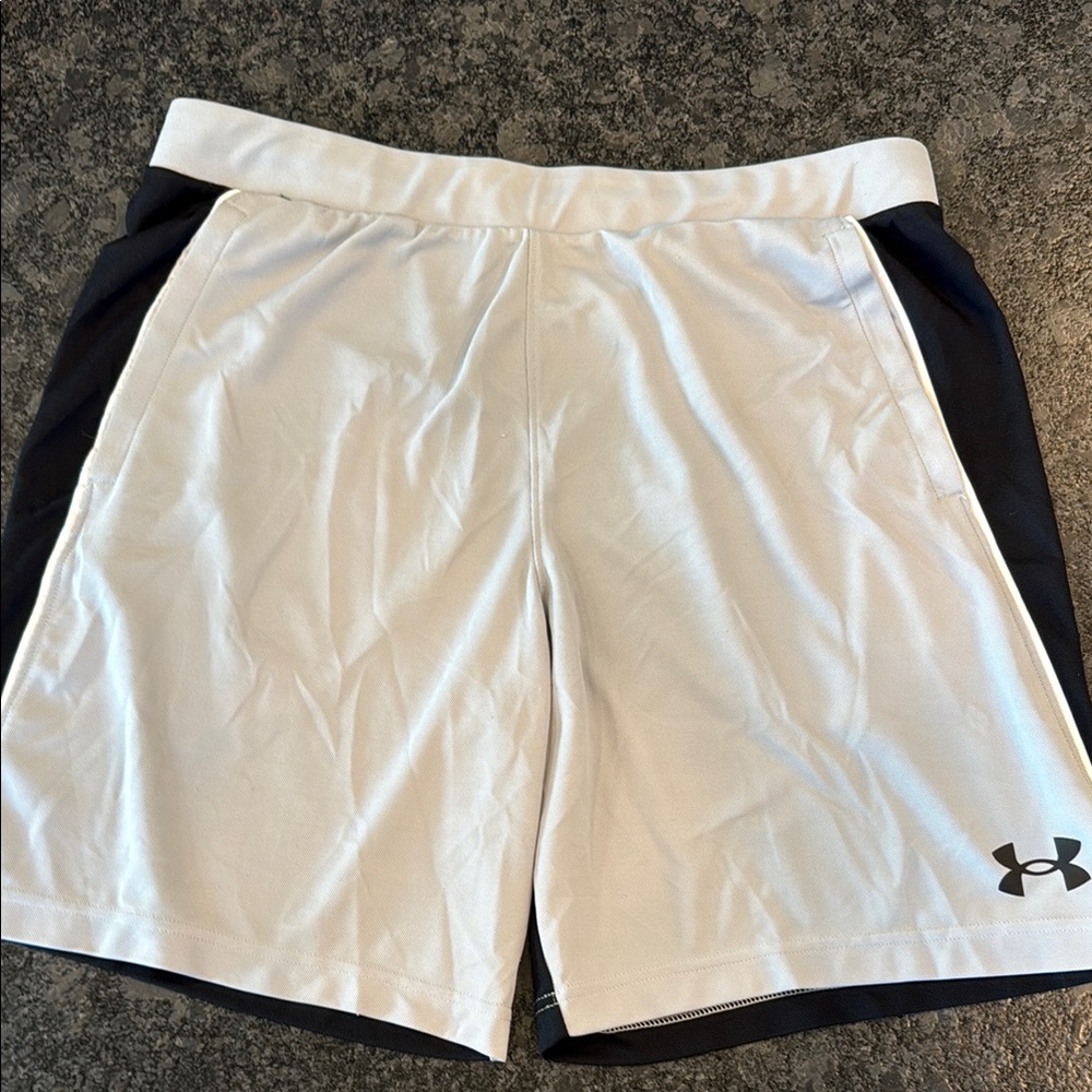 Under Armour White and Black Athletic Shorts Lightweight Design